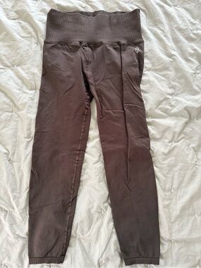 Free People Brown High-Waist Ribbed Waistband Leggings